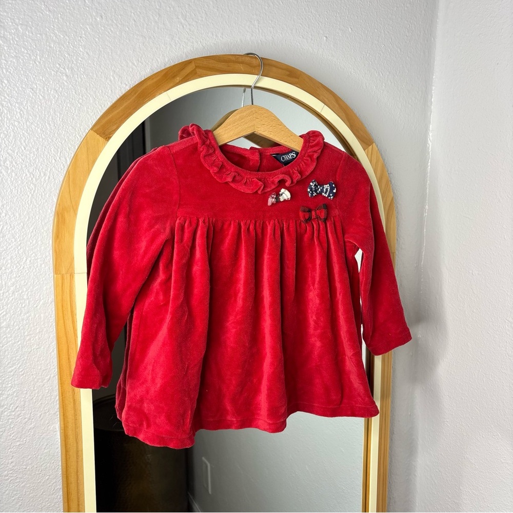 Chaps classic holiday Christmas red velvet dress